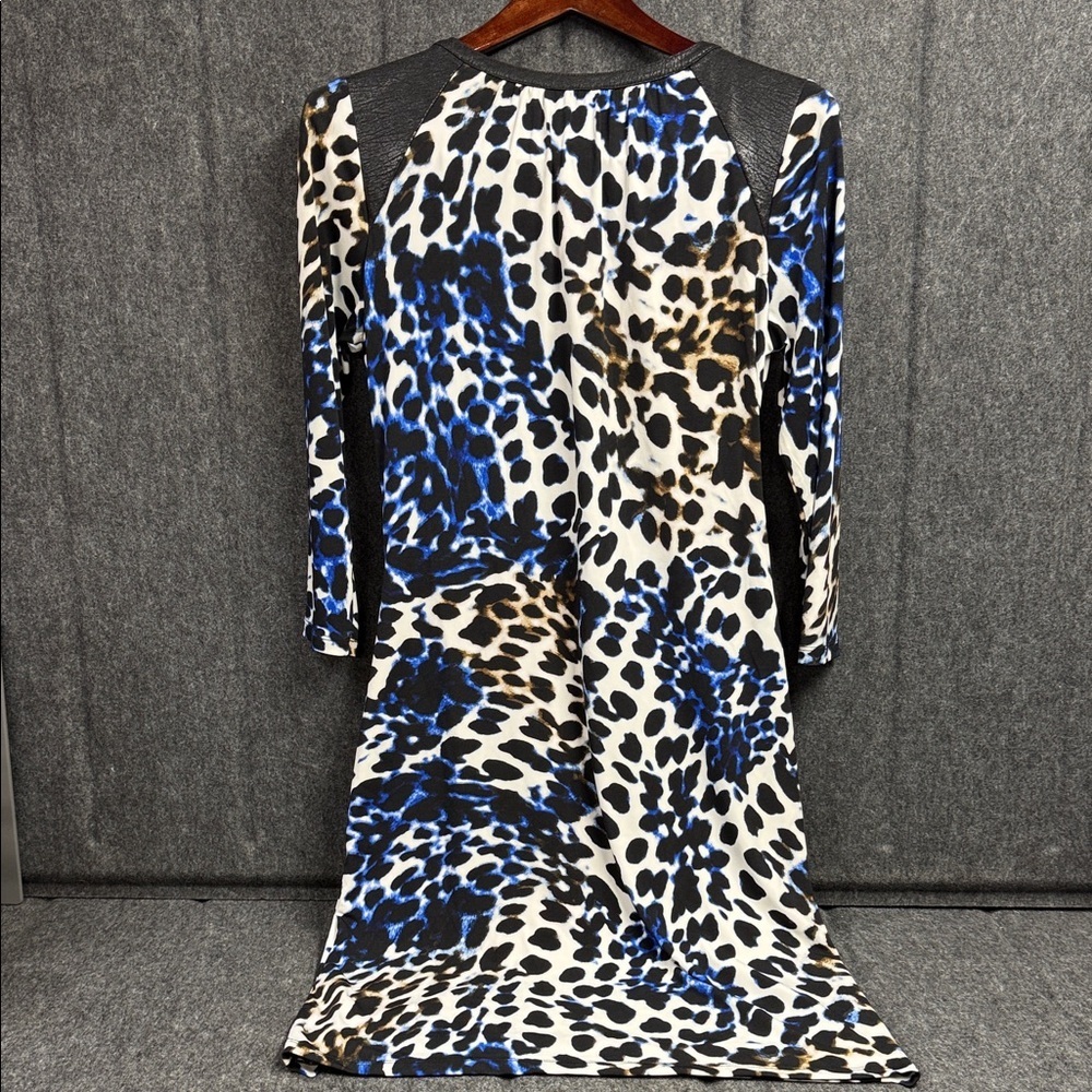 Calvin Klein Blue and Black Animal Print Long Sleeve Dress - Picture 6 of 9